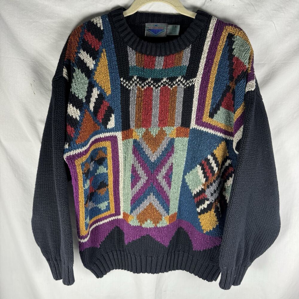 Vintage Etchings 90s Abstract Southwestern Knit Sweater MensL Y2K #vintage #90s